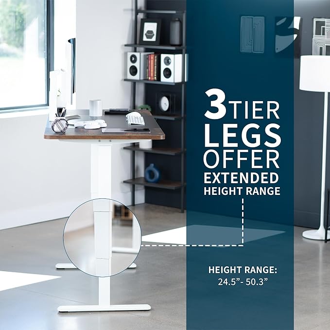 VIVO Electric 71 x 30 in Dual Motor Rustic Sit Stand Desk, Memory Height Adjustment, 2B Series, Black and Vintage Brown Top, White Frame, DESK-KIT-2W7BN