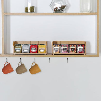 TIOPGHAD 2-Layer Stackable Bamboo Tea Bag Organizer Storage Holder & Rack - Wooden Tea Box Containers - Stand for Countertop or Cabinet