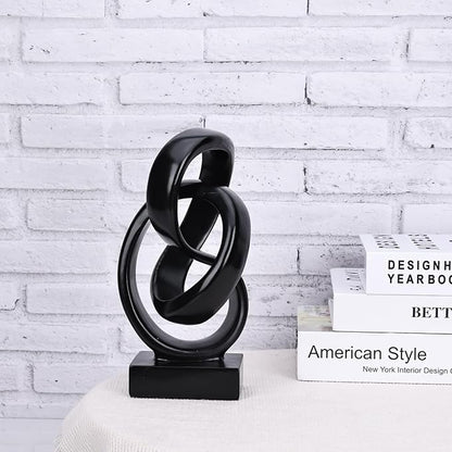 DOVDOV Abstract Black Knot Statue, Geometric Decor, Living Room Coffee Table Bookshelf countertop Black Decor, Office Coffee Table entryway Desktop Decor.