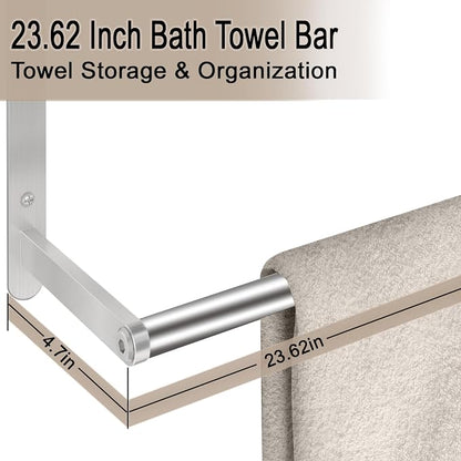 24 inch Towel Racks for Bathroom, VOTZAAQ Towel Shelf with Double Towel Bar, Stainless Steel Towel Storage for Lavatory Wall Mounted, 3-Tier Towel Hanger Towel Holder, Brushed Nickel
