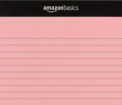Amazon Basics Wide Ruled 8.5 x 11.75-Inch 50 Sheet Perforated Lined Writing Note Pads, Pack of 72, 300 Count, Multicolor