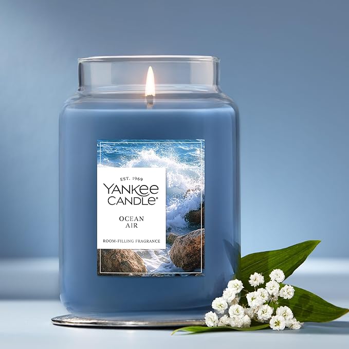 Yankee Candle Ocean Air, Scented Candle, 22oz Large Jar with up to 150 Hour Burn Time, Giftable