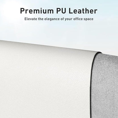 Aothia Faux Leather Desk Mat - Non-Slip PU Leather Desk Blotter, Waterproof Writing Surface, Large Desk Pad for Office & Home (Off-White, 55" x 17")