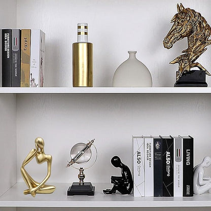 Dnoifne Thinker Statues and Sculptures, Resin Thinker Statue Ornaments, Abstract Style Sculptures, Housewarming Gifts, Housewarming Decorations, Living Room Dining Desk Decorations(Gold Right, Large)