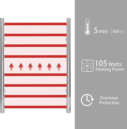 KEG Towel Warmer Wall Mounted with Built-in Timer 8 Bars Electric Stainless Steel Heated Towel Racks for Bathroom, Hot TW-8-PC Towel Warmer 8 bars polish chrome