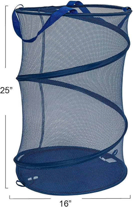 Household Essentials Pop-Up Mesh Laundry Hamper, Blue