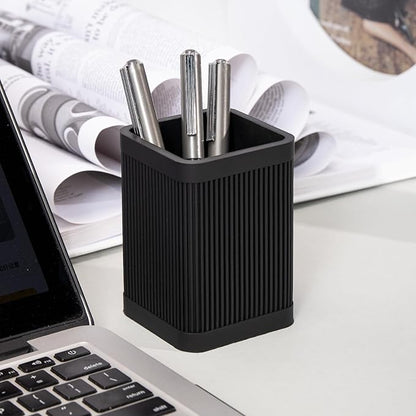 Aesthetic Pen Holder For Desk, Modern Silicone Pencil Holder, Stylish Office Desk Decor, Made of 5 mm Thickened Premium Silicone, Office Desk Organizer And Accessories (Black) | For Desk, Modern