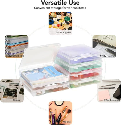 OMNISAFE Plastic Scrapbook Paper Storage Cases, Portable Board Game Storage Cases, Hobby Art Craft Box, Acid-Free Rounded Corner Containers (12"x12" Clear 6Pcs)