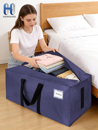 HOMESURE Supports 200lbs Heavy Duty Moving Bags - Strong Zipper & Wrap-Around Handles - Water-Resistant Storage Totes, Durable Alternative to Moving Boxes - 12 Pack - Blue