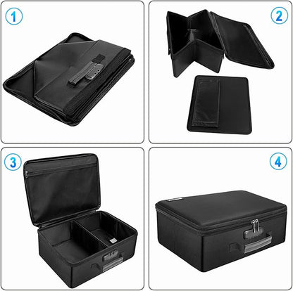 ENGPOW Fireproof Photo Storage Box with Lock,Photo Box Organizer with Divider＆Mesh Bag,Collapsible Portable Photo Storage Containers with Handle for Photos, Picture,Scrapbook,Art,Craft(Box Only)