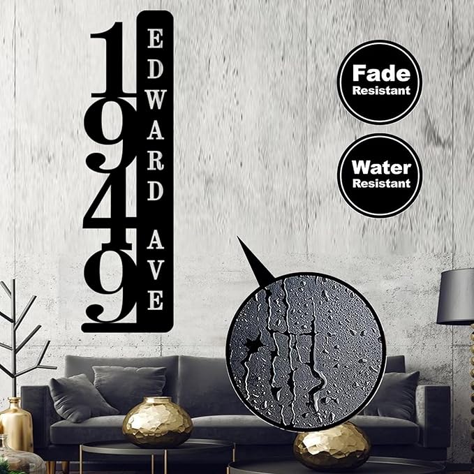 Personalized Vertical Address Plate,House Numbers Sign for Outside,Custom Metal Address Numbers for House Modern House Numbers,Street Name Address Sign,Great Housewarming Gifts Idea