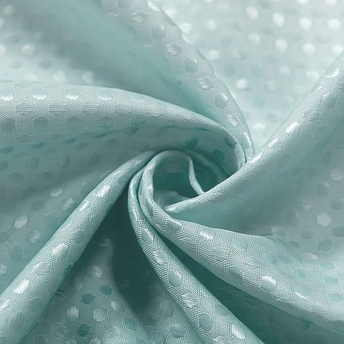 Mrs.Naturall Aqua Shower Curtain,Coastal Theme Washable Fabric Cloth Beach Shower Curtain Set with Hooks for Ocean Bathroom Decor,Seafoam Sea Foam Mint Green Spa Blue