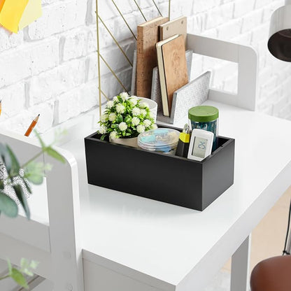 DRASTAR Mail Organizer Countertop, Wooden Mail Holder with 3 Slots, Desktop Mail Organizer, Black Mail Sorter for Home Office Accessories