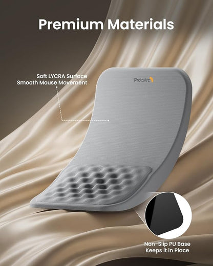 ProtoArc Ergonomic Mouse Pad with Wrist Rest, MP50 Mousepad with Massage Design, Soft Memory Foam and Non-Slip PU Base for Pain Relief, Desk, Home, Office, 12x8 Inches, Gray (Mouse Not Included)