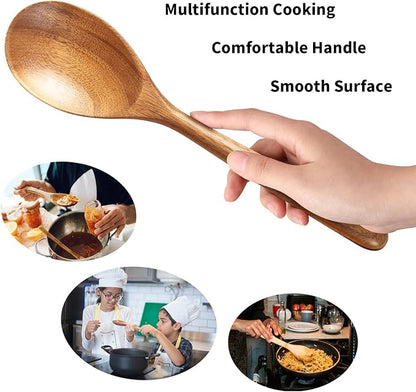MornHalo 2PCS Acacia Wooden Spoons For Cooking 12-inch Smooth Finish Spatula Spoon And Cooking Spoons-Comfortable Grip Wood Spoons for Cooking - Non-Stick Wooden Cooking Utensils