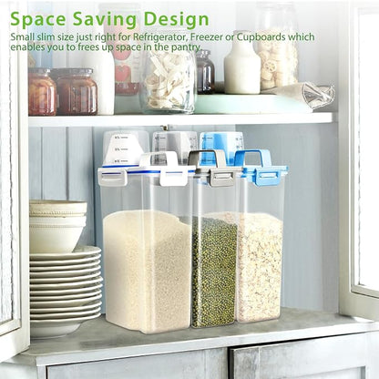 Viretec Rice Storage Container, 3 to 5Lbs Dry Food Airtight Container, Pet Dog Cat Food Canister, BPA Free Clear Plastic Kitchen and Pantry Organization Bin for Oatmeal, Grain, Cereal, Pasta, Flour