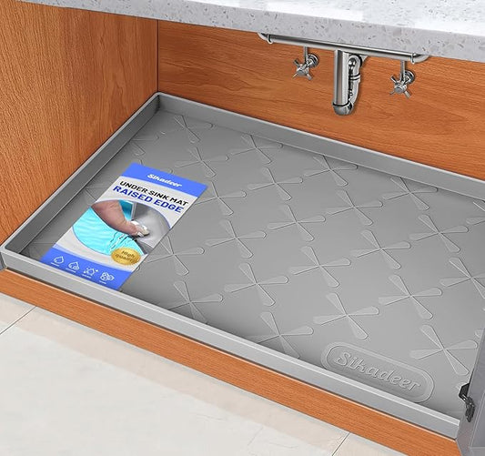 SIKADEER 25" x 22" Under Sink Mat Waterproof, Silicone Mat Kitchen Drawer Shelf and Cabinet Liner, Sink Protector for Kitchen Organizers and Storage, Boot Tray Pet Food Mats