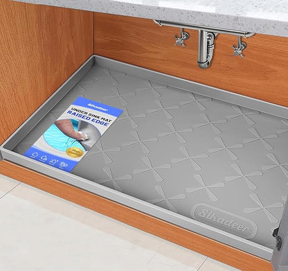 SIKADEER 37" x 22" Under Sink Mat Waterproof, Silicone Mat Kitchen Drawer Shelf and Cabinet Liner, Sink Protector for Bathroom Organizers and Storage, Boot Tray Pet Food Mats