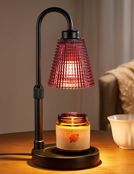 Innqoo Pomegranate Red Candle Warmer Lamp with Timer, Dimmable Candle Warmer for Home Decor, Height Adjustable Candle Lamp for Jar Candles, Birthday Gifts for Women Mom, House Warming Gifts New Home