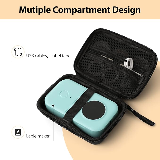 TUGUAI Label Maker Case Compatible with Phomemo D30 JADENS D110 NiiMbot D11 SUPVAN E10 Label Maker Printer, Organizer for Labels Makers Tape, Charging Cable (Box Only, Black)