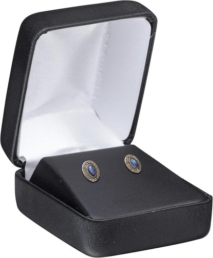Earring Box Black PU Leatherette – Elegant Jewelry Gift Case for Stud Earrings – Wedding, Birthday, Anniversary, Graduation