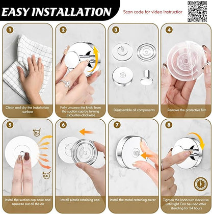 MOTAIPEAK Suction Cup Hooks for Shower,Removable Shower Towel Suction Hooks for Bathroom Wall,Kitchen,Glass,Mirror,Tile to Hang Robes,Loofah-Chrome(4-Pack)