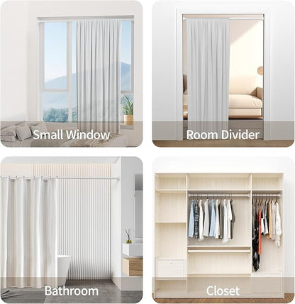 Mcrbeay Shower Curtain Rod, 1" Diameter Heavy Duty Tension Shower Rod, Non Slip Adjustable 28-46 inch No Drilling Shower Curtain Rods Spring Tension For Bathroom, Shower Stall, No Rust, White