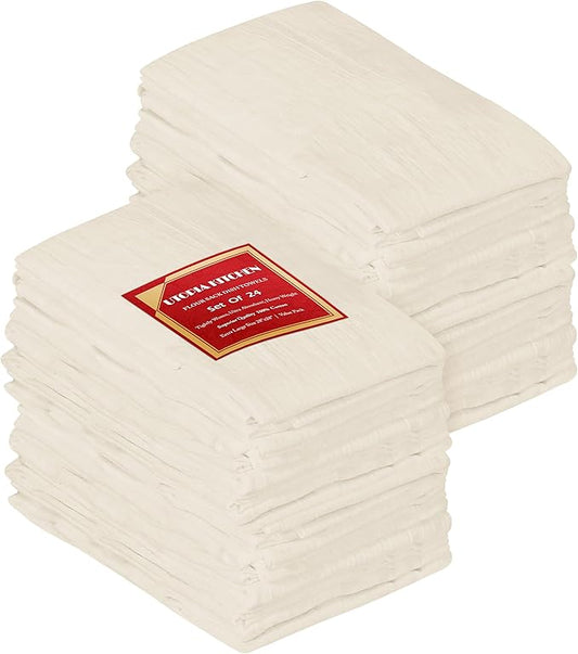 Utopia Kitchen Natural Flour Sack Towels [24 Pack - 28 x 28 Inch] 100% Cotton Tea Towels for Cleaning & Drying - Highly Absorbent Kitchen Dish Cloth