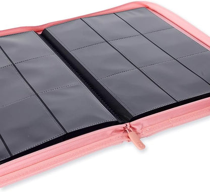 Vault X 9 Pocket Zip Binder, 360 Cards, Exo-Tec Material, 20 Side-Loading Pages (Pink)
