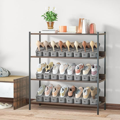 Neprock Shoe Slots Organizer,Shoe Storage Organizer Shoe Rack for Closet Organization,Shoe Slots Organizer De Zapatos Shoe Hoder Space Saver for Entryway(12 Pack)(Greay)