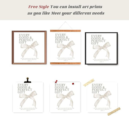LARTSFRO Coquette Beige Bow Wall Art Decor Posters, Beige Bow Christian Room Bedroom Bathroom Dorm Wall Art Decor Aesthetic for College Teen Girls Gifts, Inspirational Bible Verses Bow Wall Decor, 10x10 Inch Set of 4 Pcs Bow Pictures (UNFRAMED)