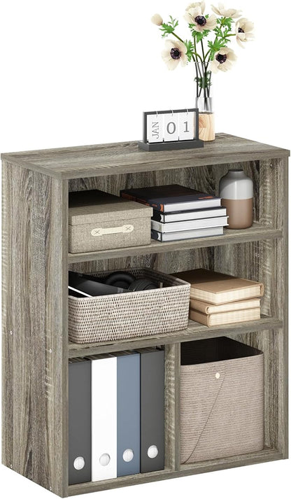 Furinno PASIR Book Shelf, 3-Tier Display Bookshelf, Bookcase, 11.8 x 23.6 x 28.1, for Living Room, Bedroom, Home Office, French Oak