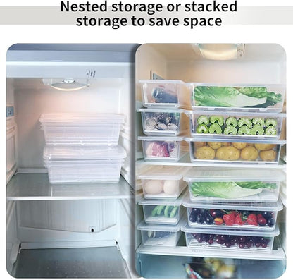 77L Food Storage Container, (3-Pack) Plastic Food Containers with Removable Drain Plate and Lid, Stackable Portable Freezer Storage Containers - Tray to Keep Fruits, Vegetables, Meat and More