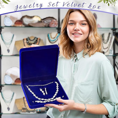 Yinkin 6 Pcs Velvet Jewelry Set Box Jewelry Display Case Earring Ring Bracelet Necklace Gift Box Pearl Necklace Storage Case for Mother's Day Wedding Travel Anniversary(Royalblue)