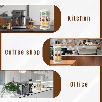 K Cup Holder, Coffee Pod Storage Carousel Holder Organizer Compatible with 40 Keurig K-Cup Pods, Home or Office Kitchen Counter Organizer(White)