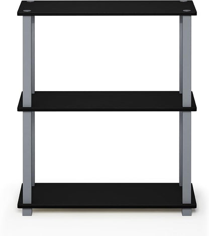 Furinno TURN-S-TUBE Storage Shelves, 3-Tier Book Shelf, Corner Shelf, Toolless Open Shelves, for Organization and Storage, Living Room, Garage, Home Office, Black