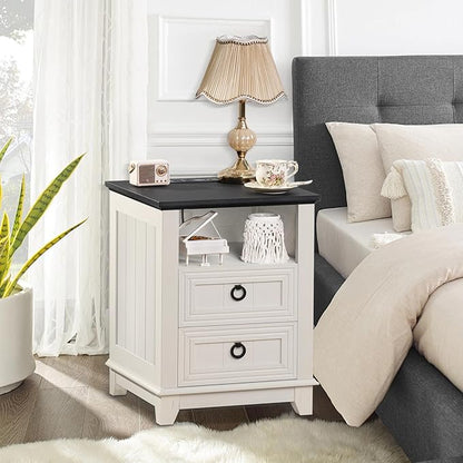 Farmhouse Coffee Table Set of 3, Furniture Set with Charging Station, Coffee Table with Hidden Storage Organizer and Nightsand 3-piece set, Country Center Table Set for Living Room,Office, Home