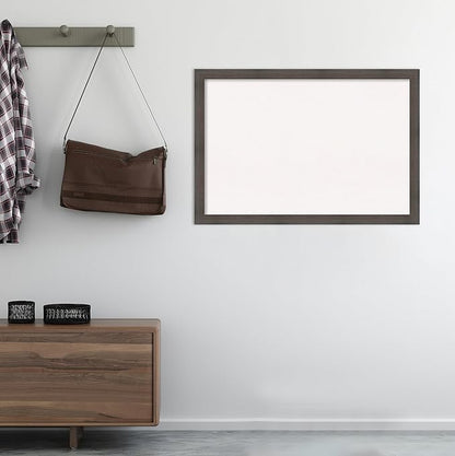 Amanti Art White Cork Board for Wall, 27x39 Vision Board with Brown Wood Frame, Large Corkboard Office Decor for Home Organization, Rustic Farmhouse Corkboard Pinboard to display items for home