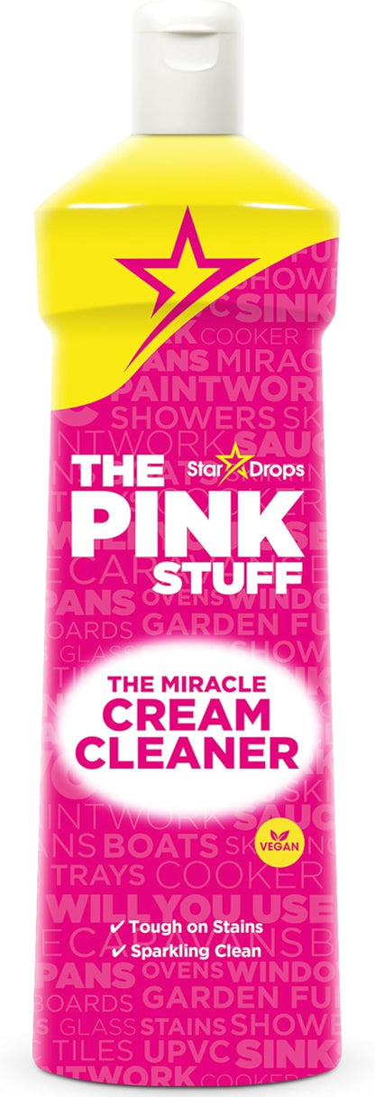 Stardrops The Pink Stuff Miracle Cream Cleaner for Stainless Steel & Multi-Purpose Surfaces – Removes Grease, Grime, Limescale & Soap Scum – Tough on Stains, Gentle on Surfaces – 500ml