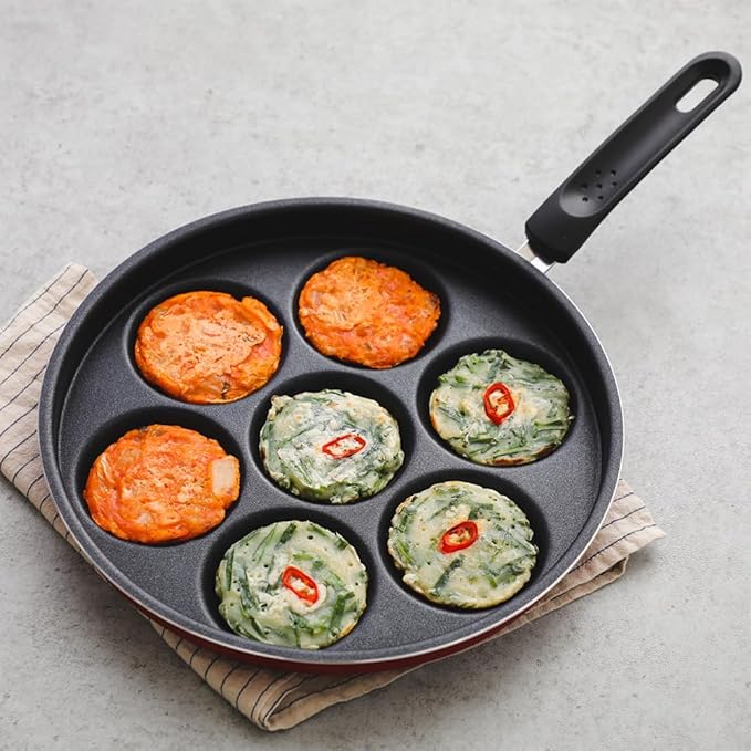 7-Cup Egg Frying Pan Skillet, Non Stick Egg Cooker Pan, Omelet Pan For Breakfast Pancake, Crepe Pan Gas Stove & Electronic (11.4in(7-cup eggpan))