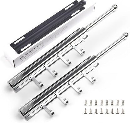 12" Valet Rod for Closet Pull Out With 4 Hooks Valet Rods for Closets (2Pack Silver) Closet Valet Rod Slide Out
