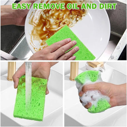 YoleShy 24 Pack Kitchen Sponges Natural Cellulose Compressed Sponges for Cleaning Reusable Dish Sponge Kitchen Non-Scratch DIY