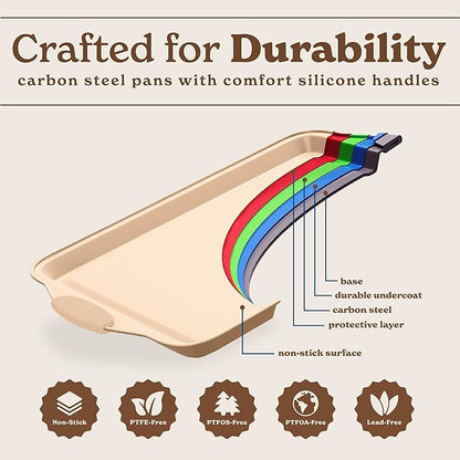 Country Kitchen Nonstick Stackable Bakeware Set - Heavy Duty, Durable, Easy Release Baking Set, Gold, 10 Pcs