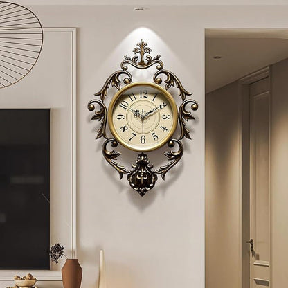 Vintage Wall Clocks Living Room, Decorative Antique Large Wall Clocks, Digital Retro Silent Wall Clock Battery Operated for Farmhouse,Kitchen,Bedroom (26" W x 19" H)