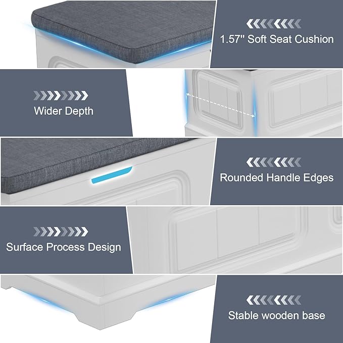 PAKASEPT L-Shape Storage Bench with Cushion, Backless Corner Bench Nook with Storage, Kitchen Dining Nook Bench with Hidden Storage for Dining Room, Kitchen, Entryway