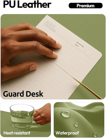 YSAGi Leather Desk Protector, Office Mat, Large Mouse Pad, Non-Slip PU Leather Blotter, Laptop Desk, Waterproof Writing Pad for Office and Home (Green, 31.5" x 15.8")
