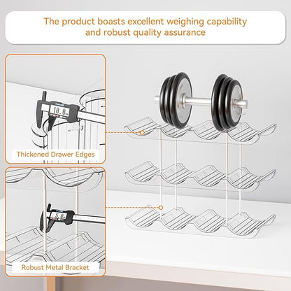Yieach 3 Tier Stackable Water Bottle Organizer for Cabinet - Larger Compartment Water Bottle Holder for 40 oz Stanley Cup,Yeti and Other Tumbler Organizer,Waterbottle Storage and Wine Rack for Fridge