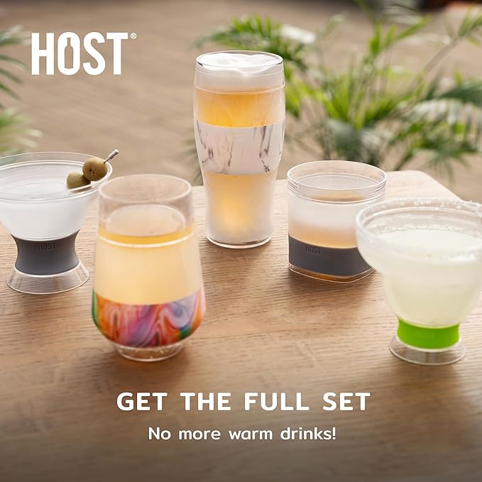 Host Freeze, Frozen Mugs, Freezable Pint Set, Beer Keep Your Drinks Cold, Double Walled Insulated Glasses, Tumbler for Iced Coffee, 16oz, Set of 2, Varsity Blue