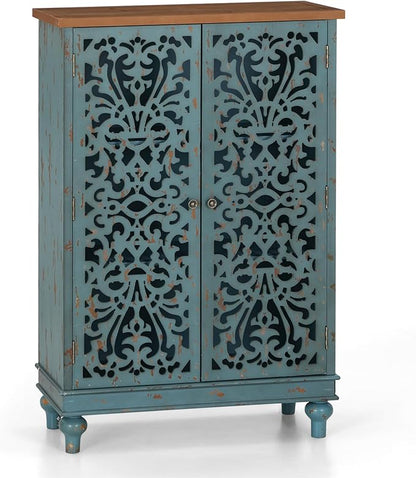 Sophia & William Tall Storage Cabinet 47.4", Decorative 2-Door Tall Accent Cabinet for Living Room, Dining Room, Blue
