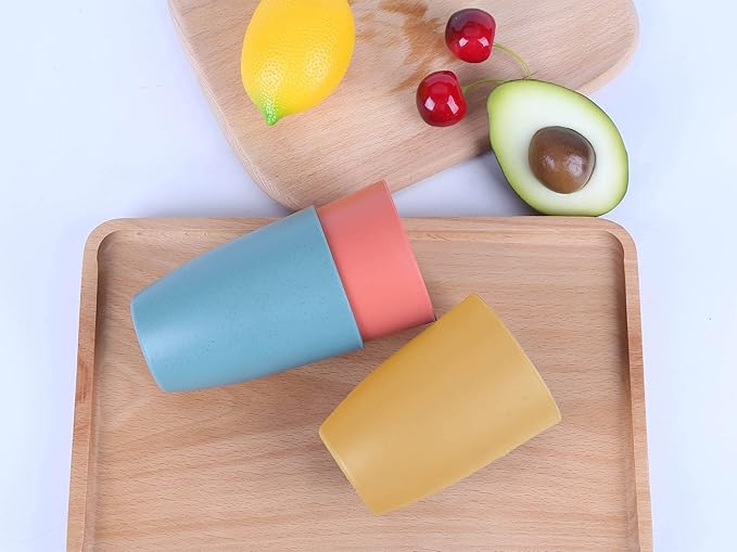 Wheat Straw Reusable Cup (12 oz) - Unbreakable Drinking Glasses Sets - Dishwasher Safe Tumbler - Lightweight, BPA Free and Eco friendly (4 Color)
